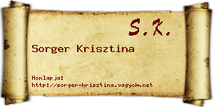 Sorger Krisztina névjegykártya
